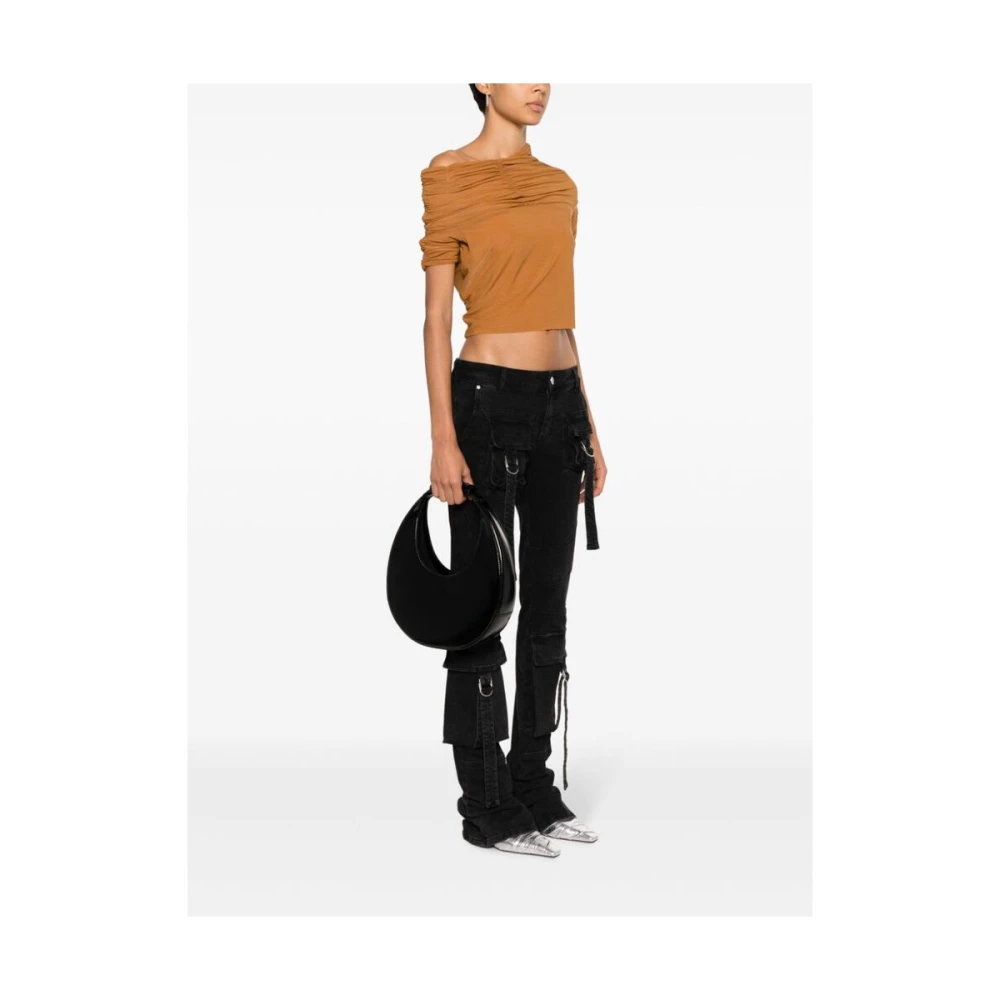 Staud Zwarte Leren Schoudertas Black Dames