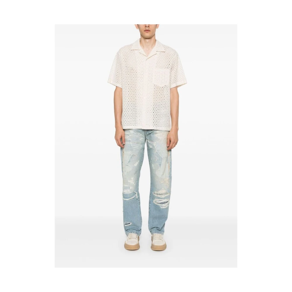 Amiri Lichtblauwe Versleten Denim Jeans Blue Heren