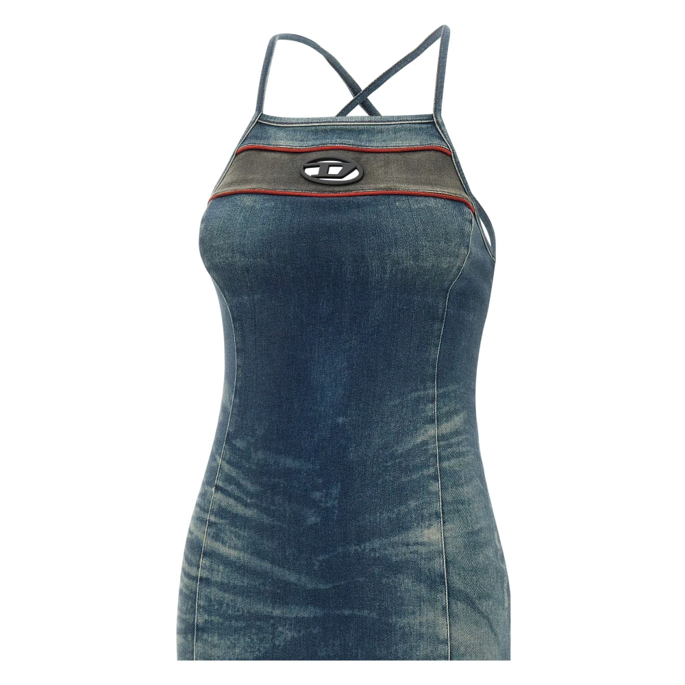 Diesel Denim Cross-over Strap Jurk Blauw Blue Dames