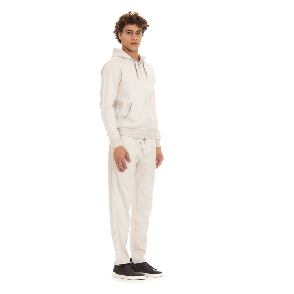 Eleventy Hoodie met volledige rits Beige Heren