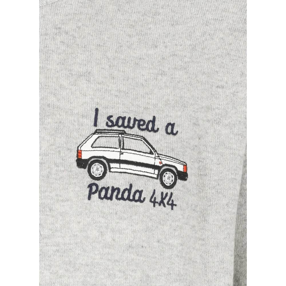 Saint Barth Grijze Crew Neck Sweater met Panda Borduurwerk Gray Heren