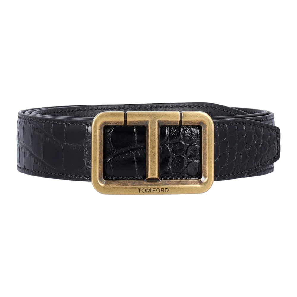 Tom Ford Krokodillenleer Zwart Goud Riem Black Heren