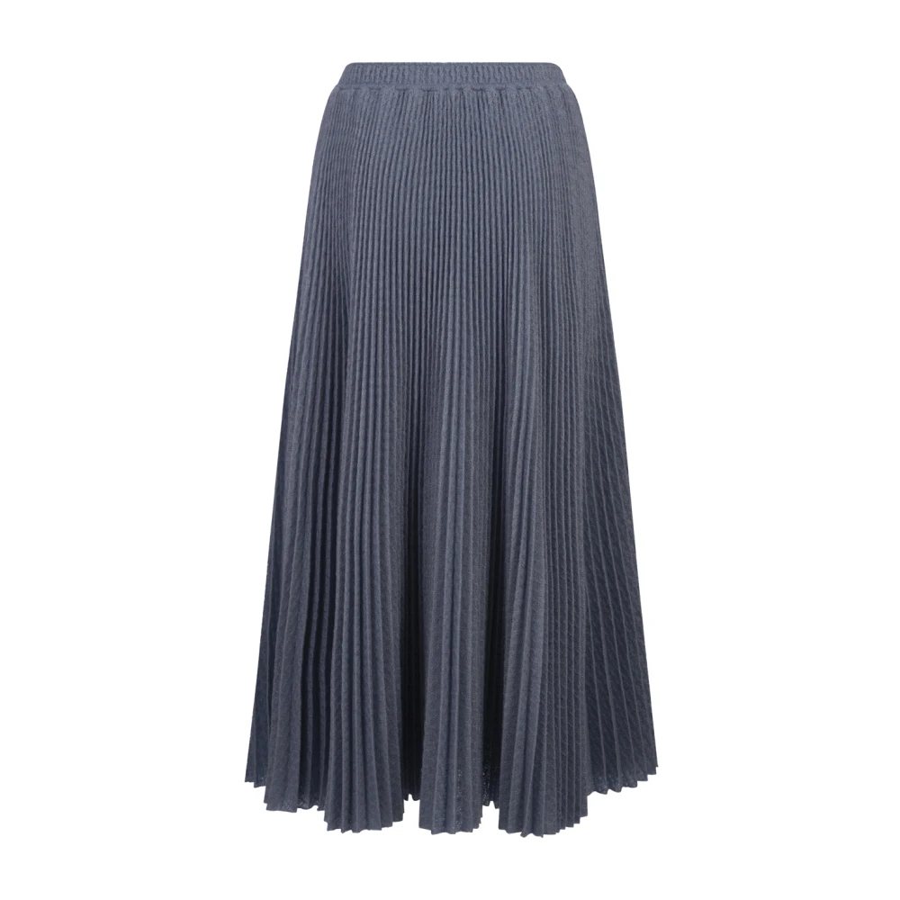 Ermanno Scervino Blauwe Wijdvallende Midi Rok Geplooid Blue Dames