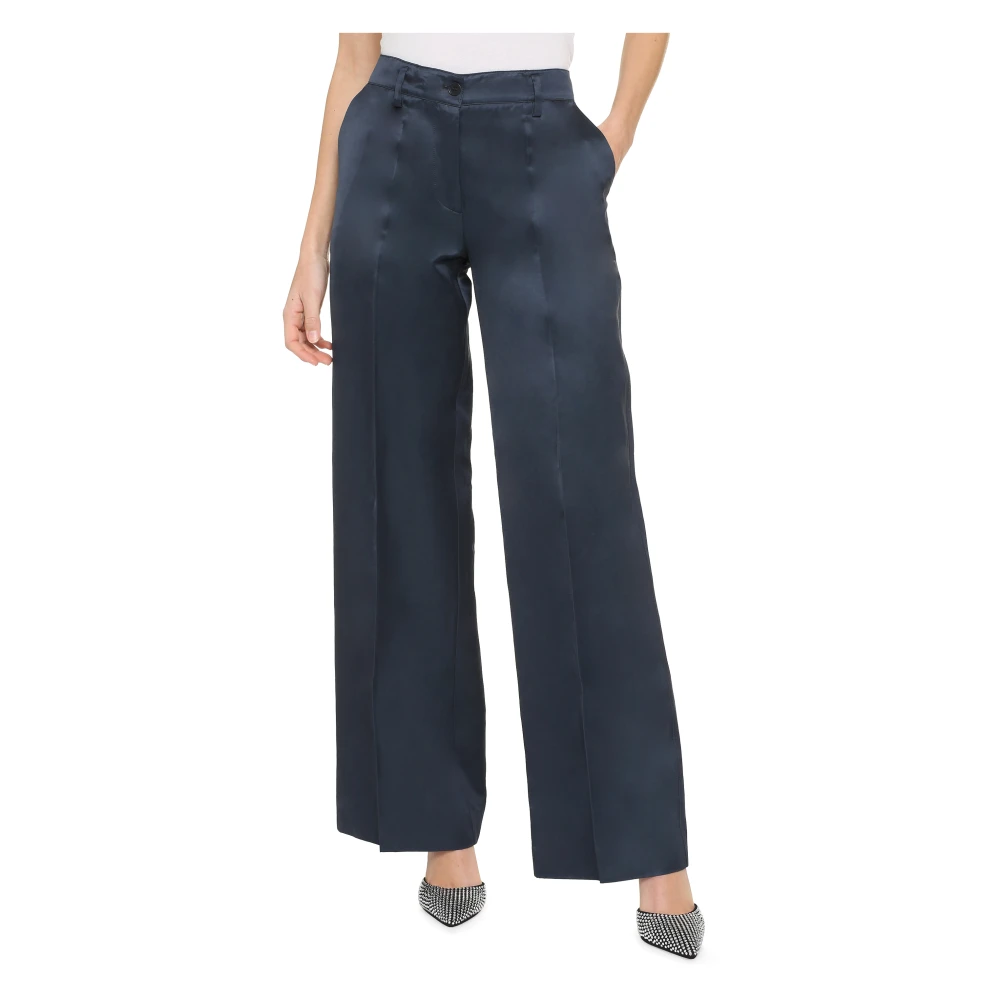 P.a.r.o.s.h. Satijnen Broek met Zakken Blue Dames