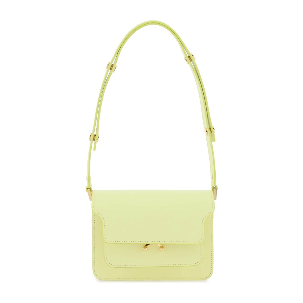 Marni Saffiano Leren Trunk Tas met Kliksluiting Yellow Dames
