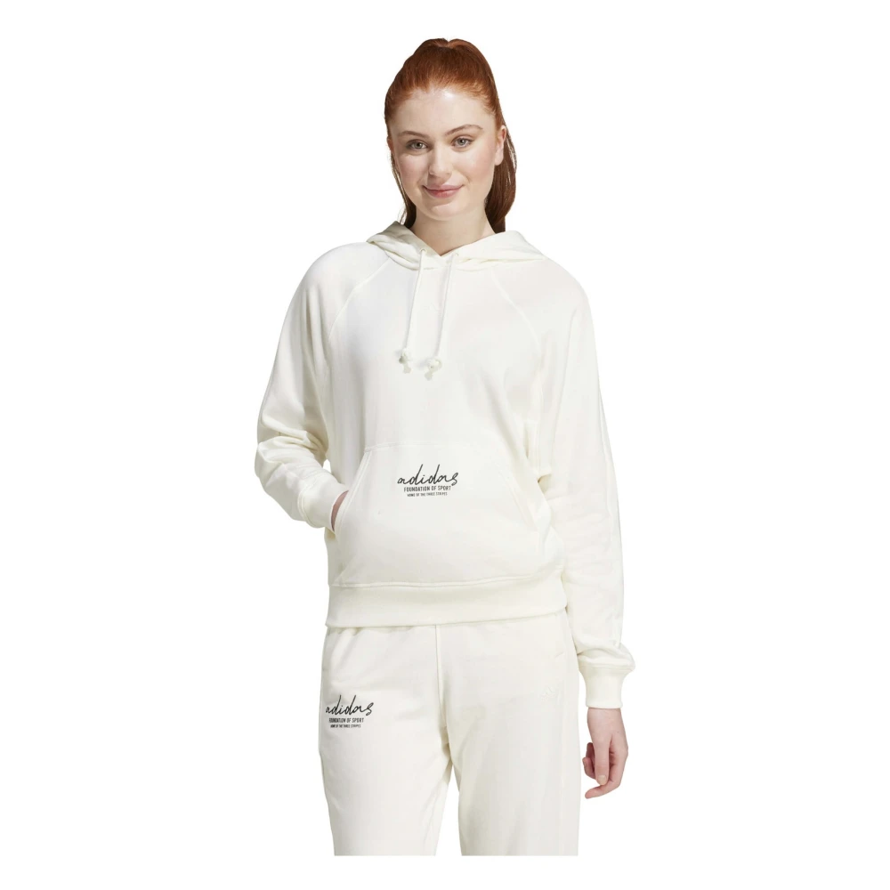 Adidas Handtekening Grafische Hoodie Beige Dames