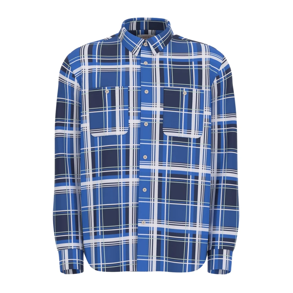 Guess Blauw geruite herenoverhemd Blue Heren
