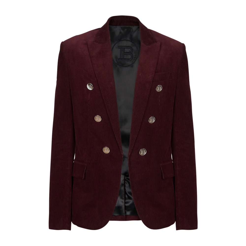 Balmain Men's Red 6-Button Velvet Jacket - Blazers - L - Jackets