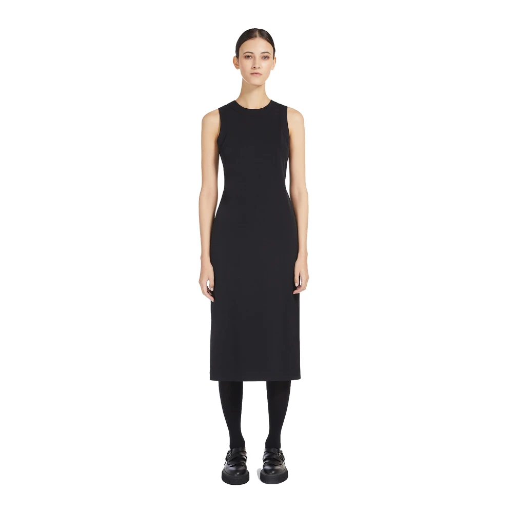 Max Mara Zwarte Slim Fit Midi Jurk Vrouwen Black Dames