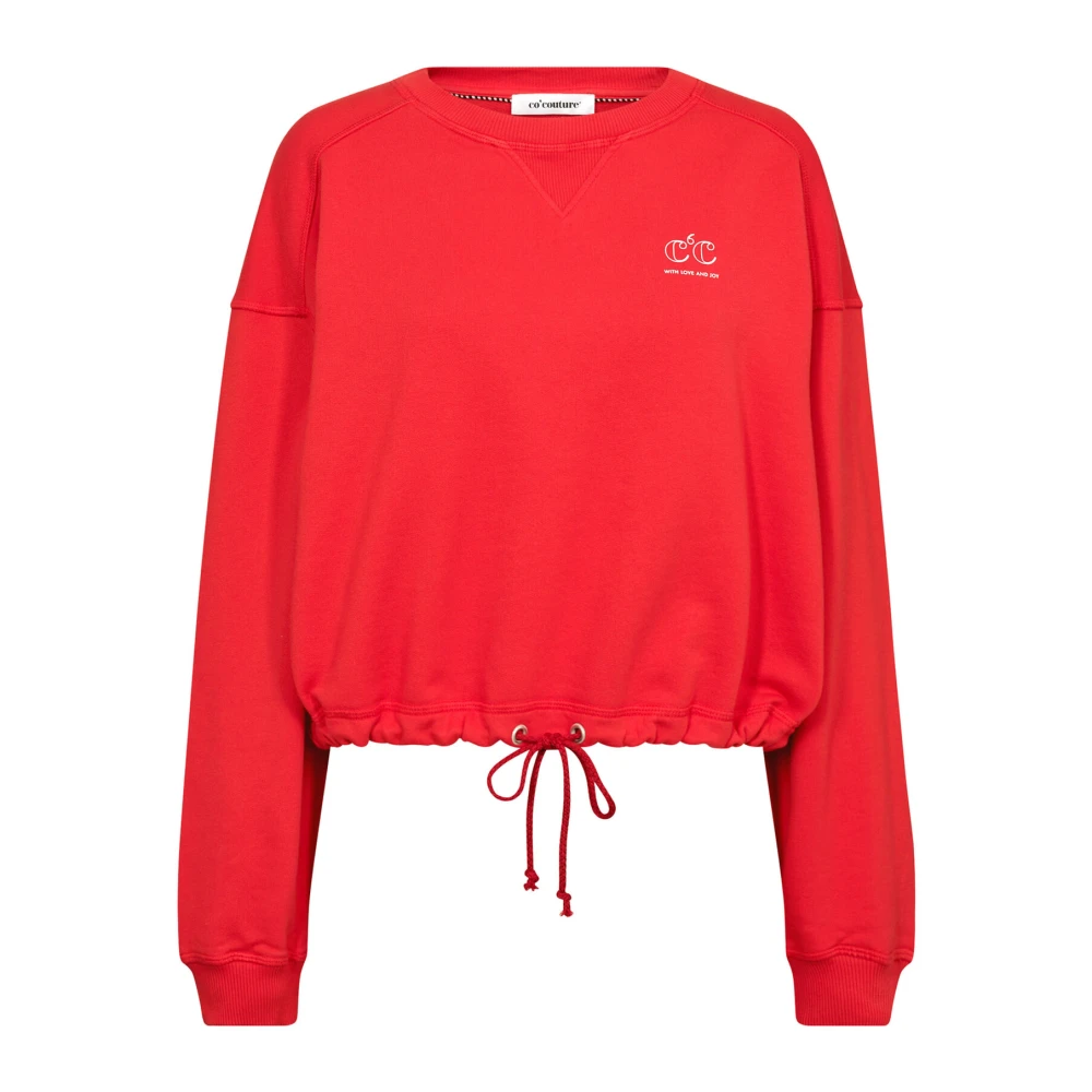 Co'Couture Crop Tie Sweatshirt 37018 66-Flame Red Dames