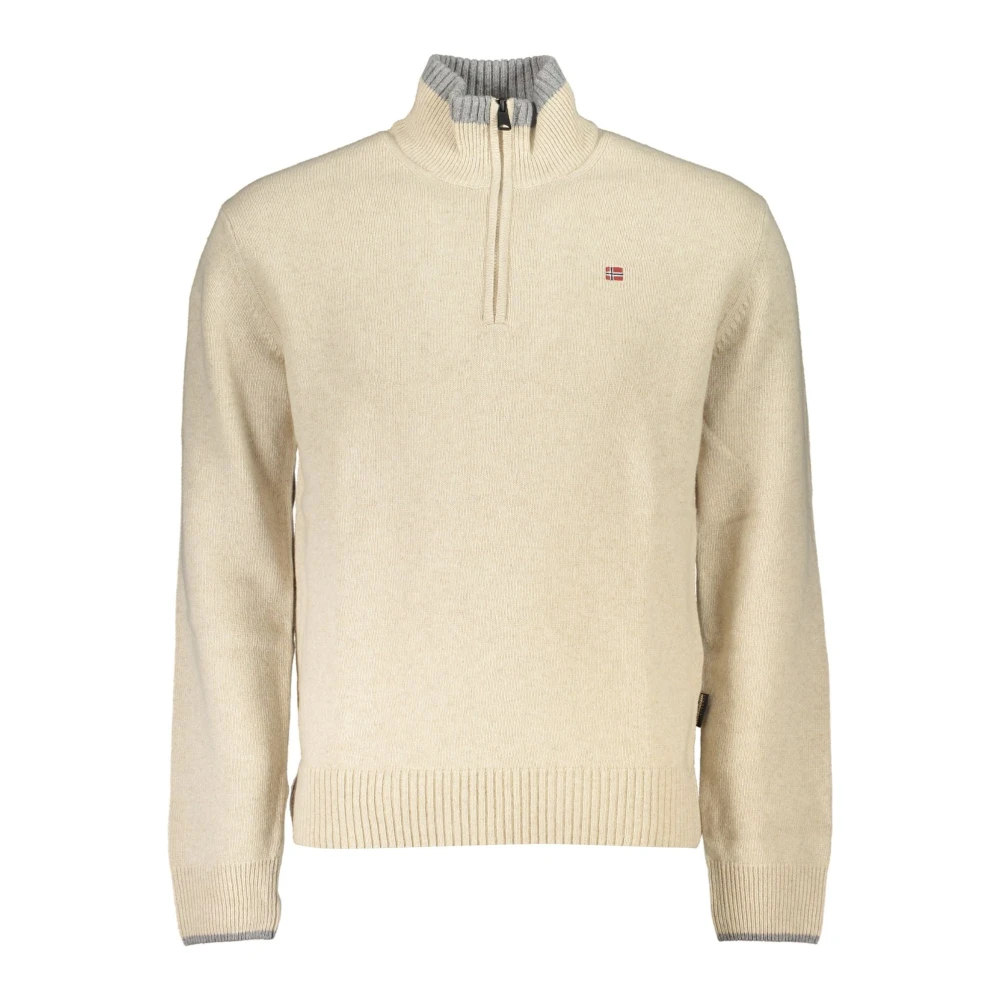 Napapijri Beige Trui met Lange Mouwen en Halve Rits Beige Heren