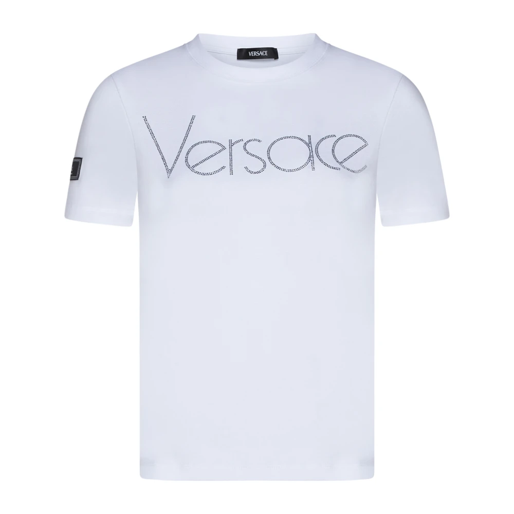 Versace Kristal Logo T-shirts en Polos White Dames