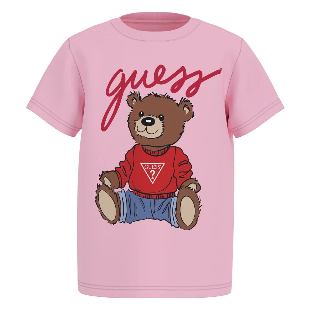 Guess Girls Pink Chic Teddy Bear T-Shirt In Medium