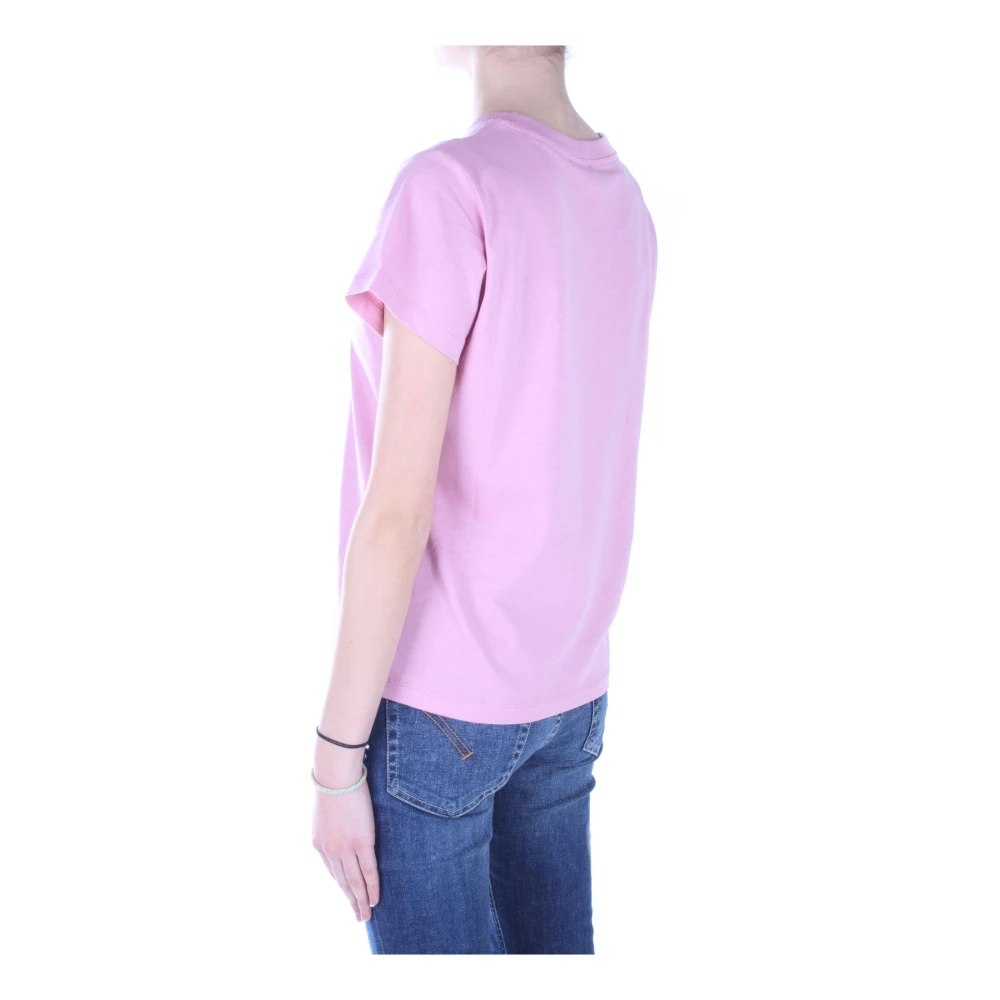 pinko Logo Front T-shirt in Roze Katoen Pink Dames