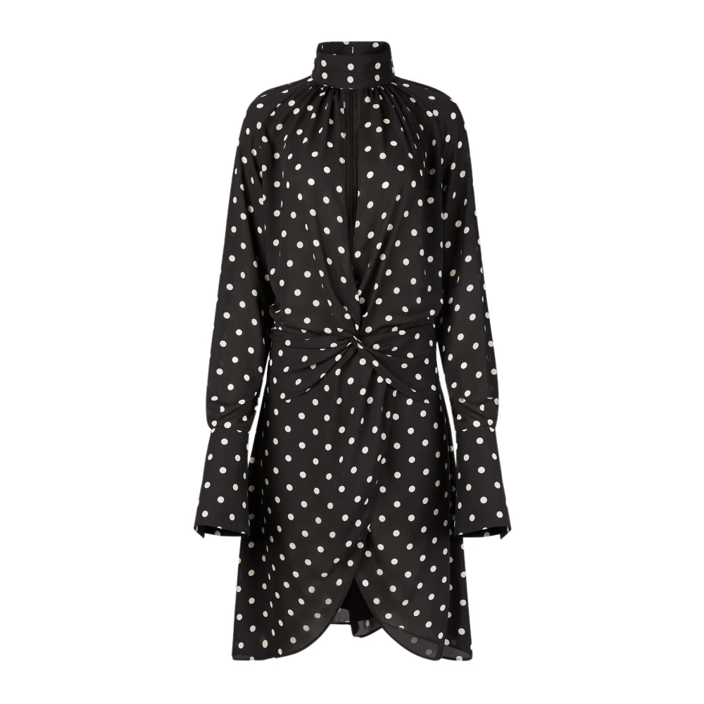Nina Ricci Zwarte High Neck Midi Jurk Black Dames