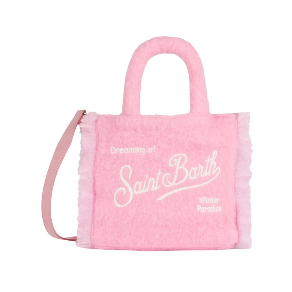 MC2 Saint Barth Mini Shopper Tas met Franjes en Afneembare Schouderband Pink Dames