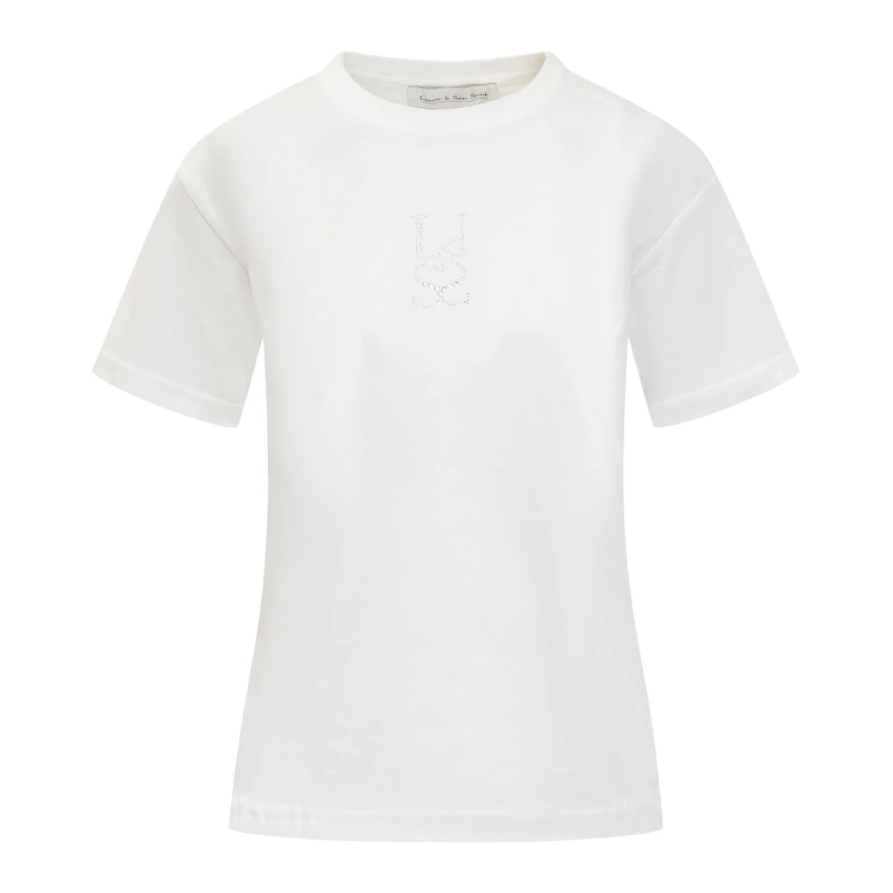 Ludovic de Saint Sernin Witte T-shirt met Strass Monogram White Dames