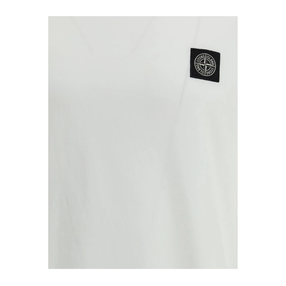 Stone Island Monogram Patch Katoenen T-shirt White Heren