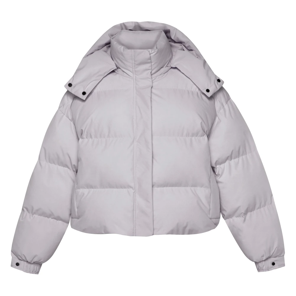 Estro Grijze Gewatteerde Pufferjas voor dames met afneembare capuchon Gray Dames
