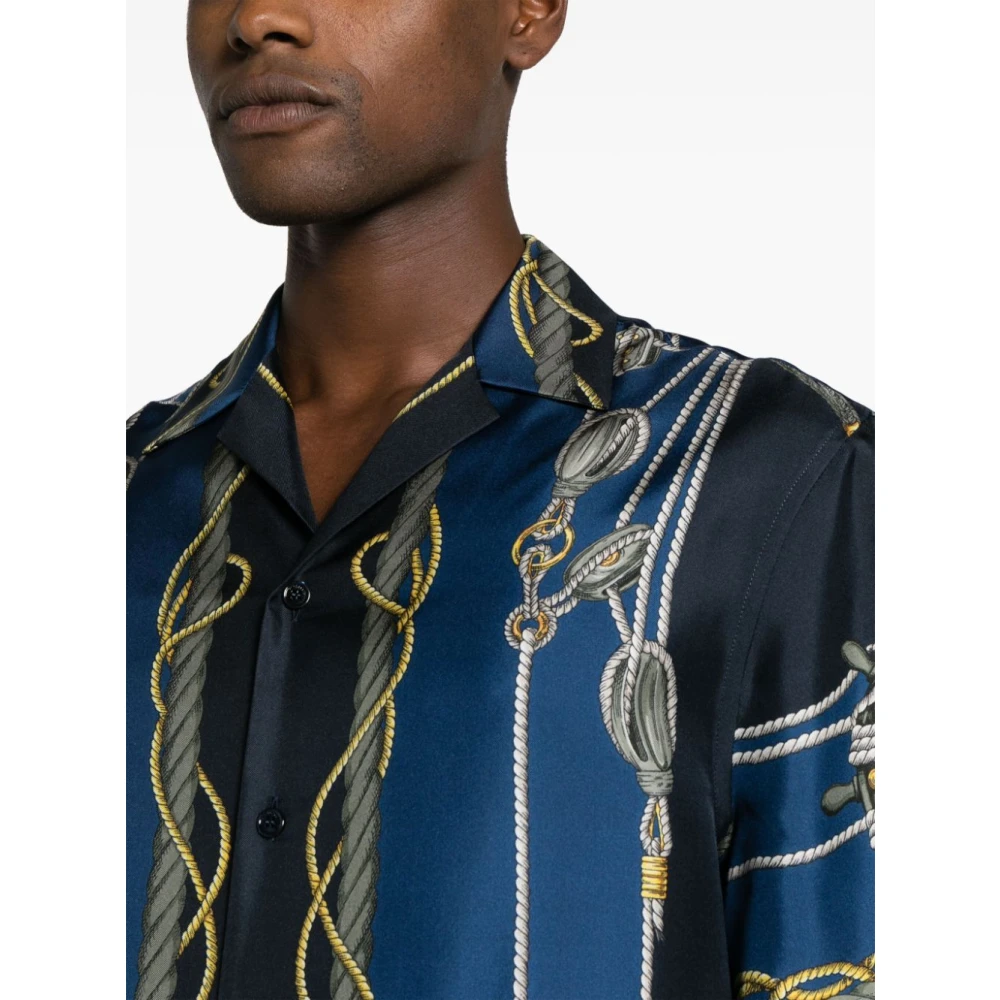 Versace Nautisch Print Shirt Blue Heren