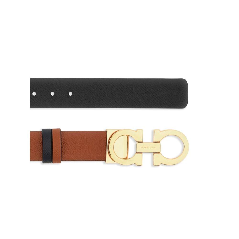 Salvatore Ferragamo Omkeerbare leren riem met Gancini gesp Brown Dames