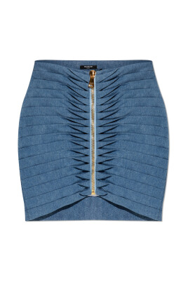 pleated-denim-skirt
