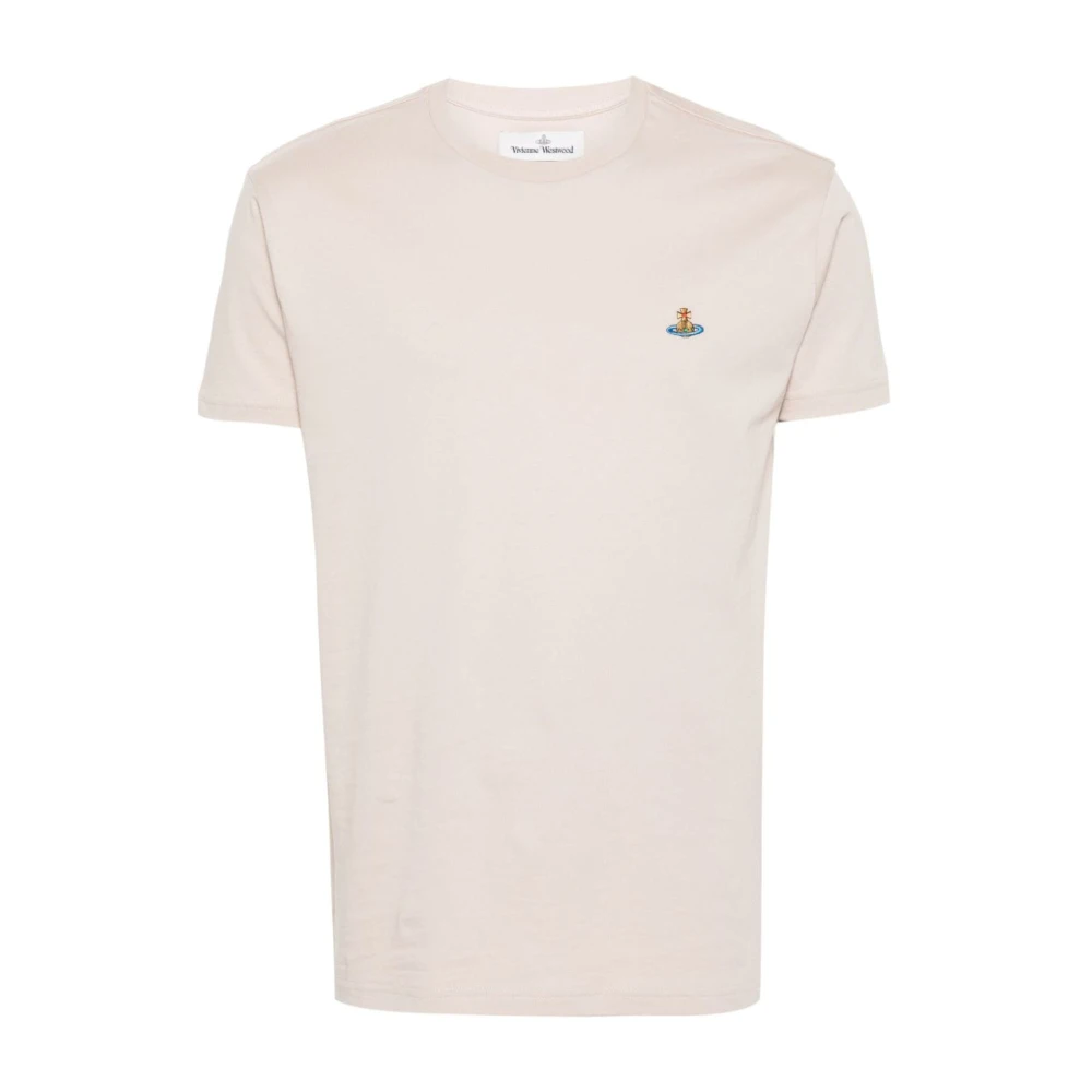 Vivienne Westwood Beige Bomull Jersey T-shirt med Signatur Orb Logo Beige, Herr