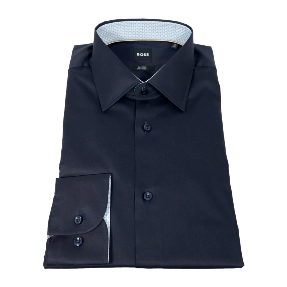 Hugo Herren Blau Slim Fit Baumwoll-Popeline-Hemd