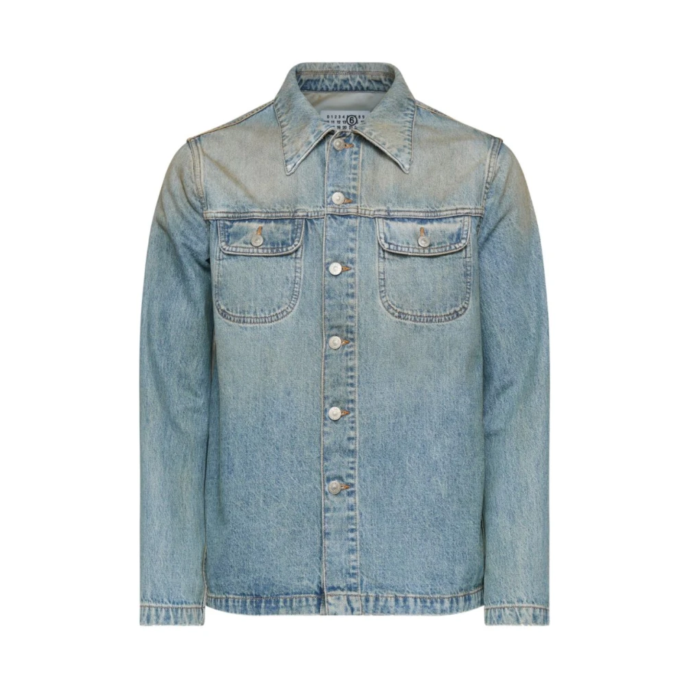 Mm6 Maison Margiela Men's Blue Denim Jackets, M, Denim Trucker Jacket