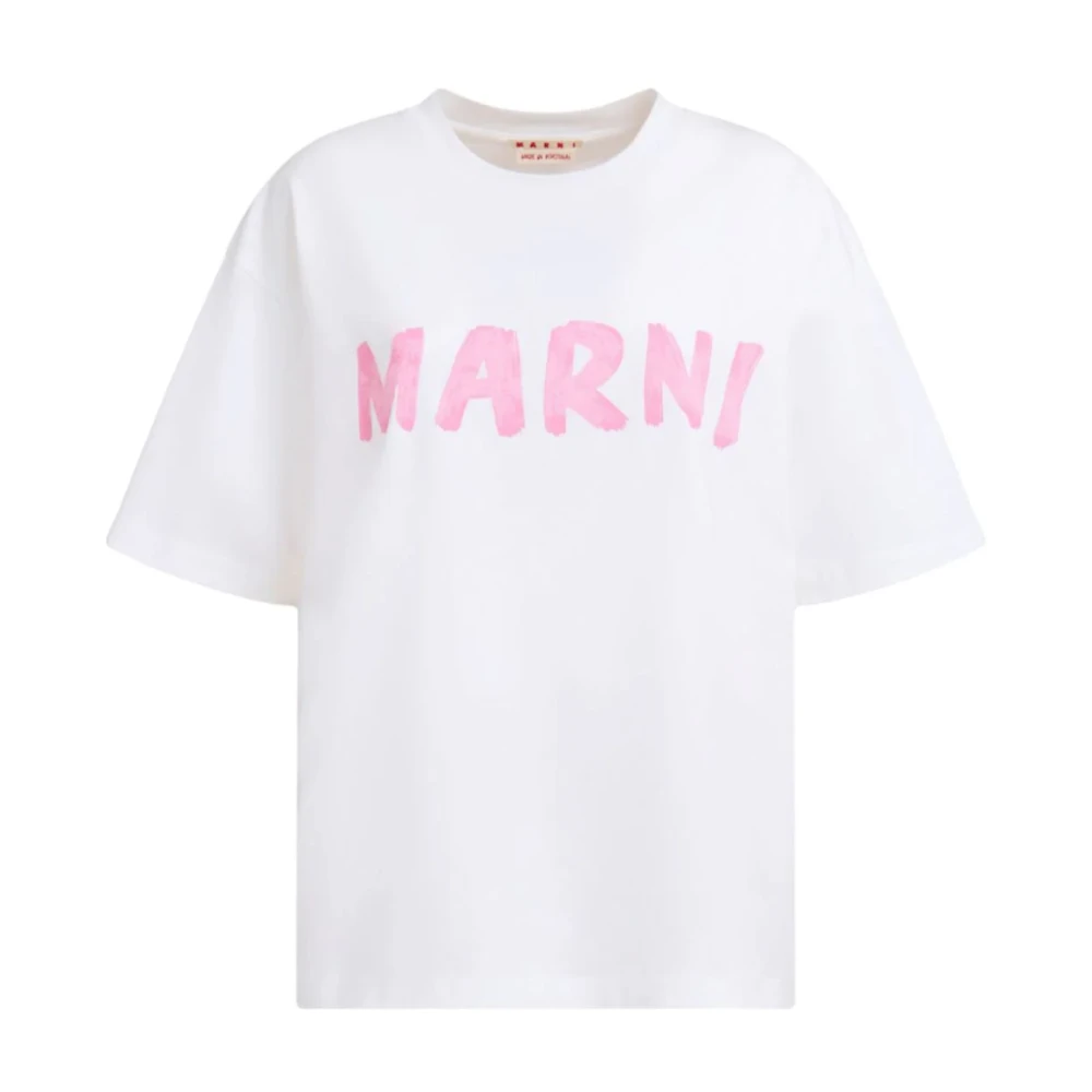 Marni Wit Logo T-Shirt White Dames