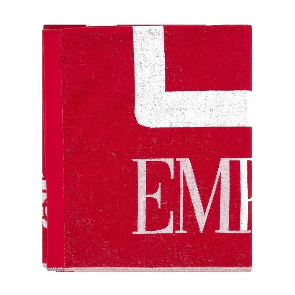 Armani Luxe Katoenen Strandhanddoek Red Unisex