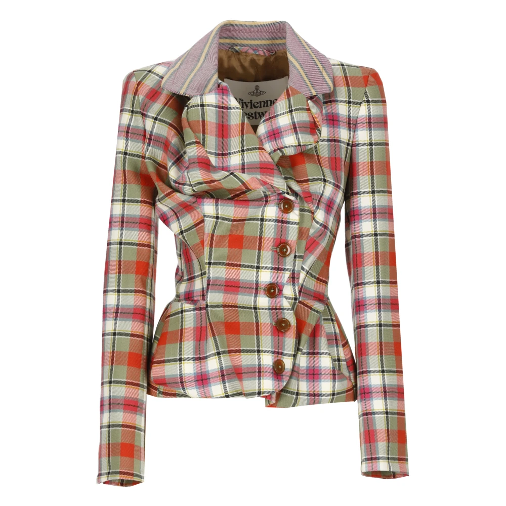 Vivienne Westwood Multicolor Wol Double-Breasted Jas met Gedrapeerd Detail Multicolor Dames