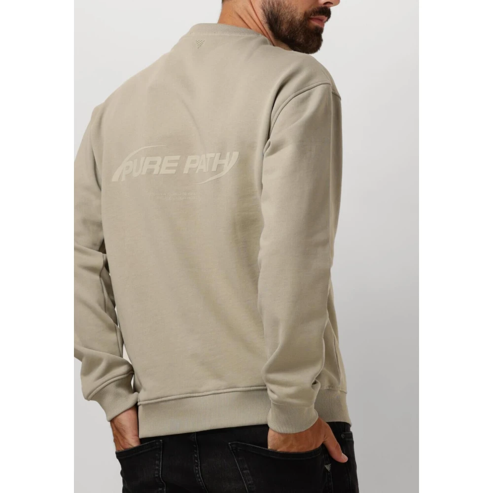 Pure Path Groene Loose Fit Crewneck Sweater Green Heren