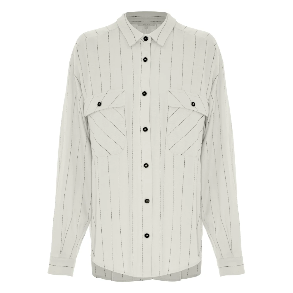 Kocca Elegante Gestreepte Roomwitte Overhemd White Dames