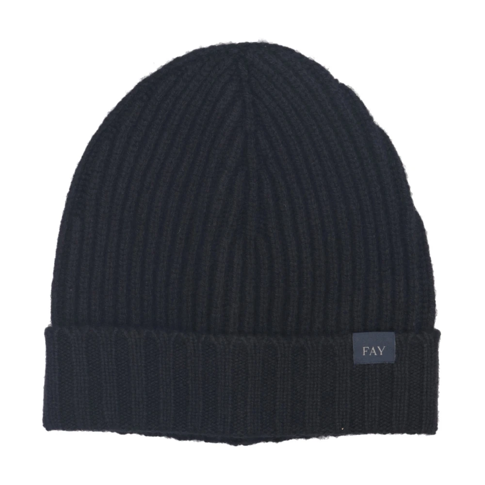 Fay Uomo Nero Ribbed Beanie