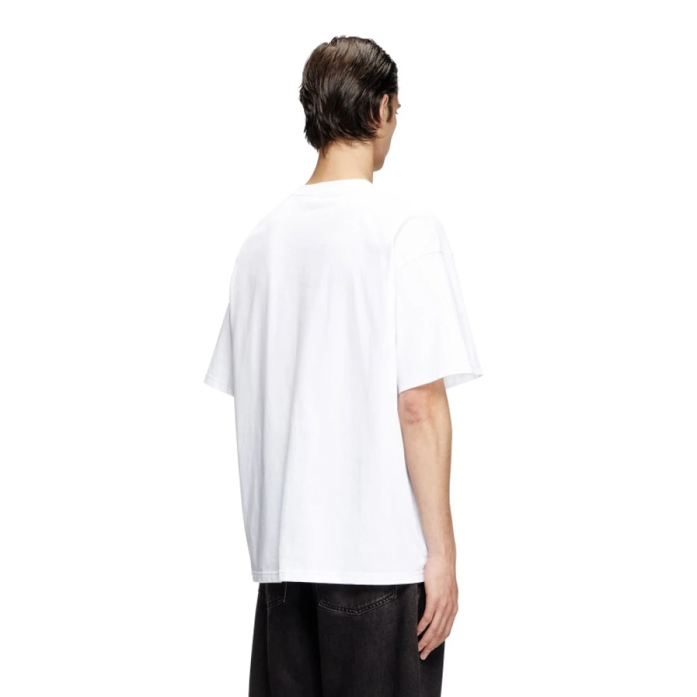 Diesel Gecertificeerd Katoen Logo Print T-Shirt White Heren