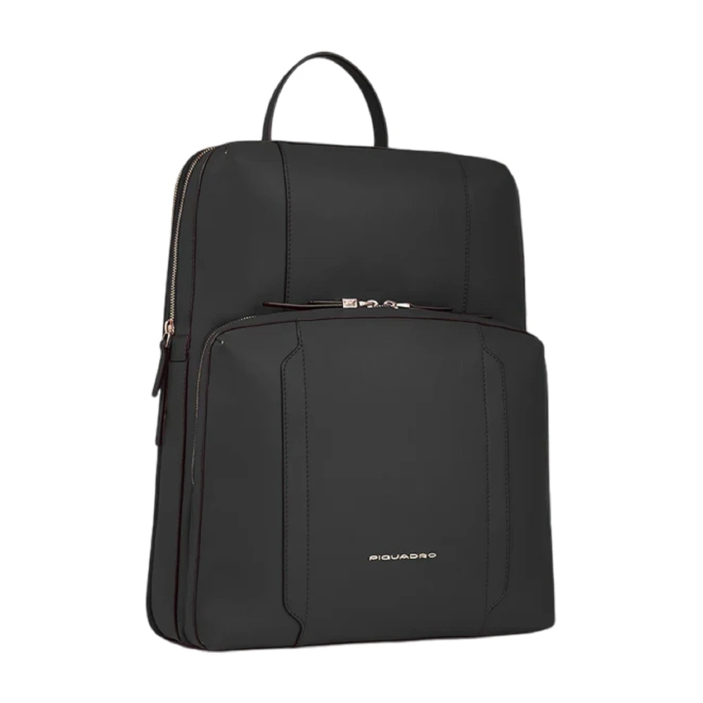 Piquadro Uitbreidbare damesrugzak met laptop en iPad Pro 12 9 Black Dames