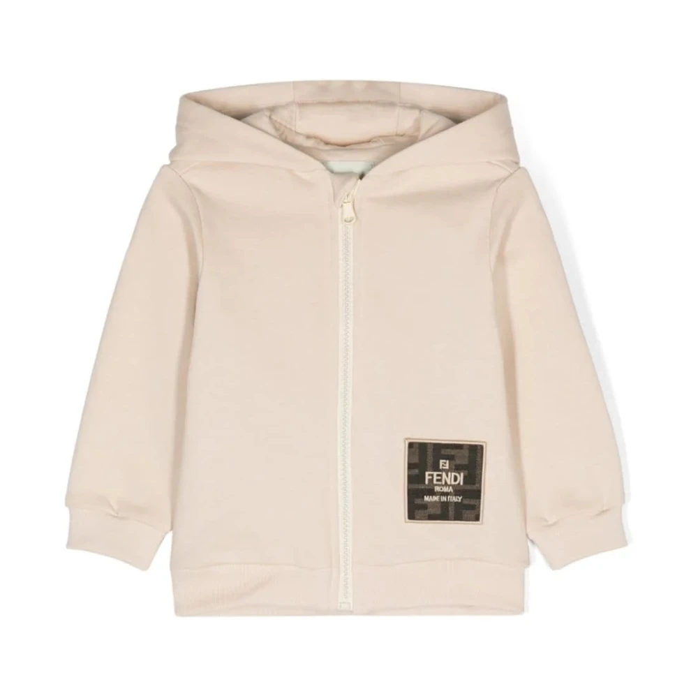 Fendi Boys Beige Stylish Linen Sweatshirt For Juniors - Kids Sweatshirts - 6 M - Kids