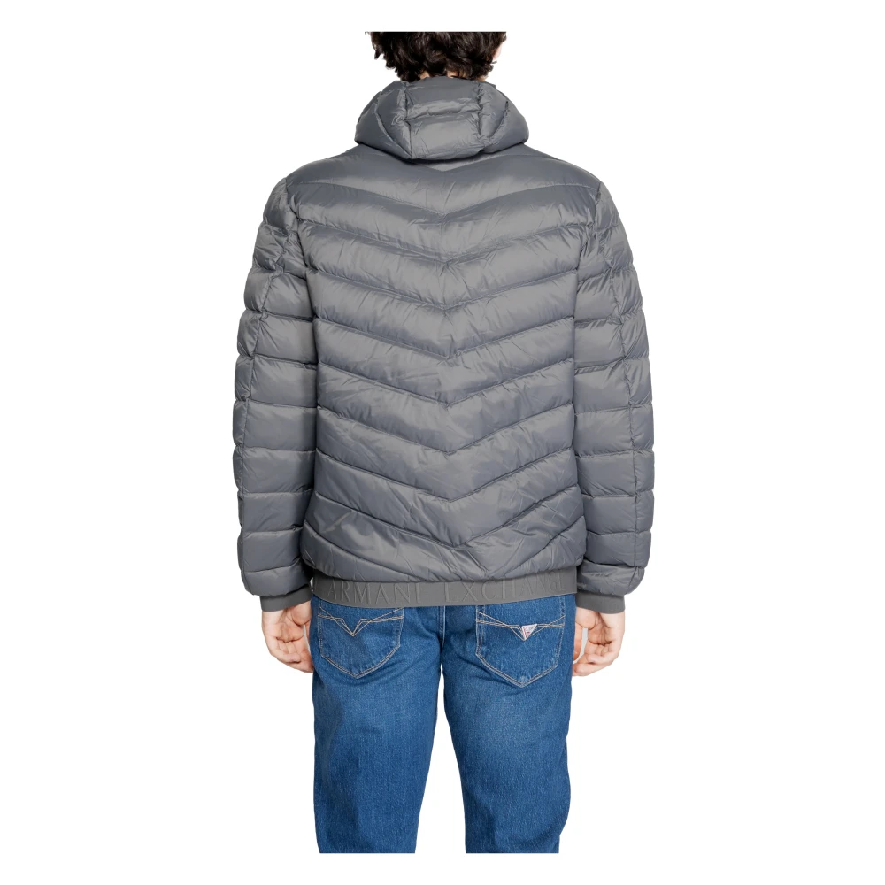 Armani Exchange Volledige Rits Donsjas met Capuchon Gray Heren