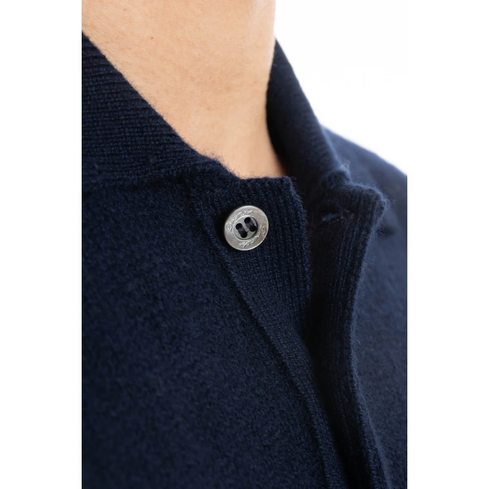 Drumohr Blauwe Polo Sweater Layering Shirt Blue Heren