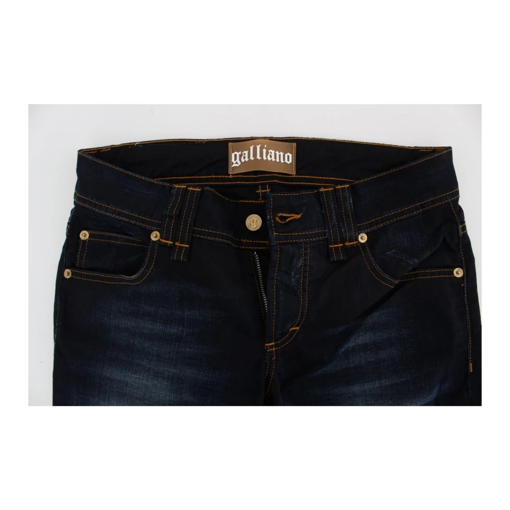 John Galliano Blauwe Wassing Slim Fit Jeans Blue Dames