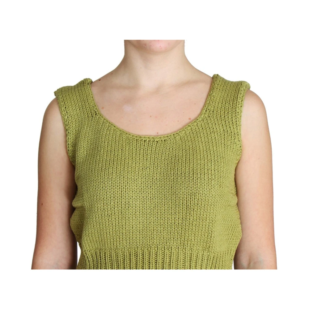 Pink Memories Groene mouwloze gebreide vesttrui Green Dames
