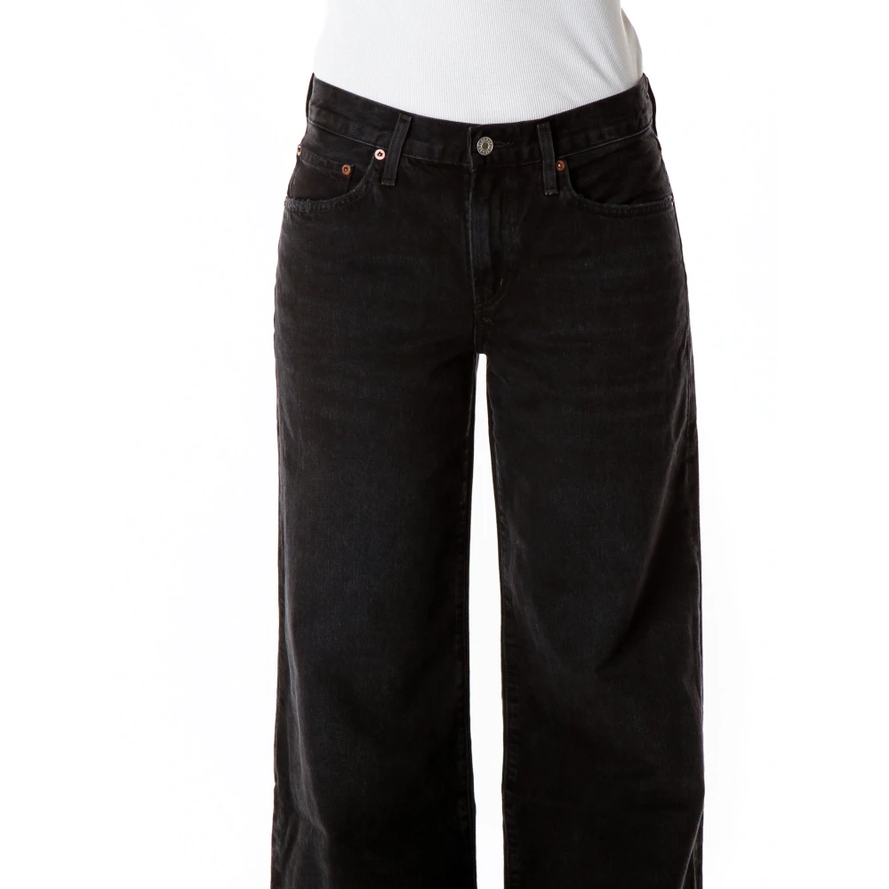 Agolde Flared Fit Mid Waist Jeans Black Dames