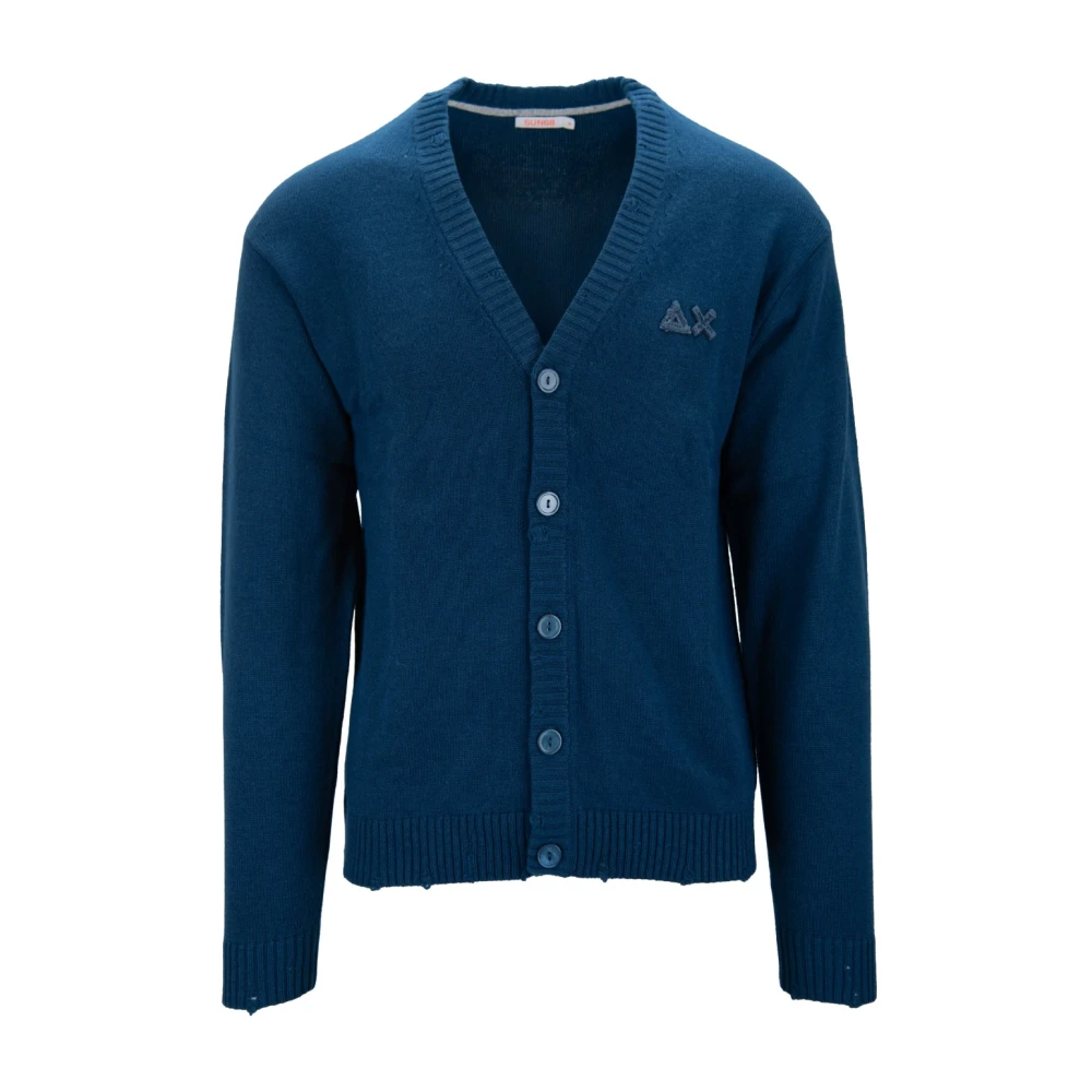 Sun68 Men's Blue Button Cardigan Wool Blend