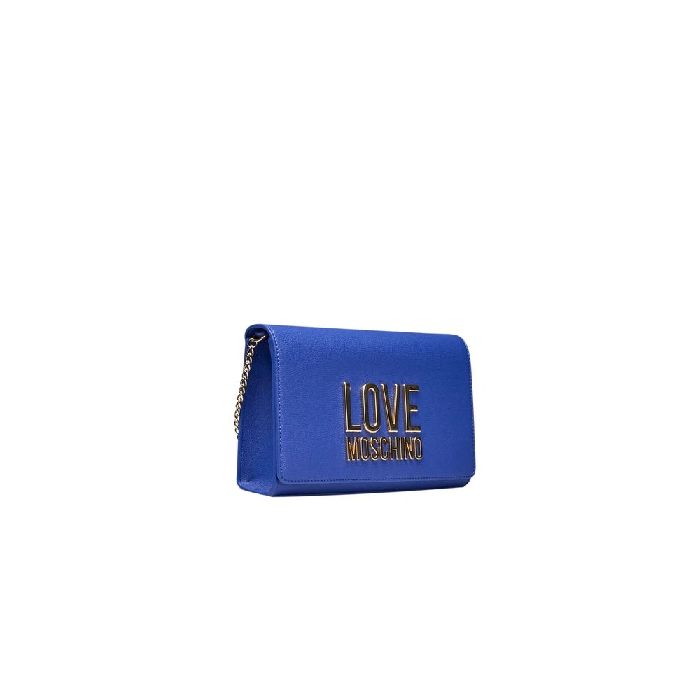 Love Moschino Blauwe Crossbody Tas met Ketting Blue Dames