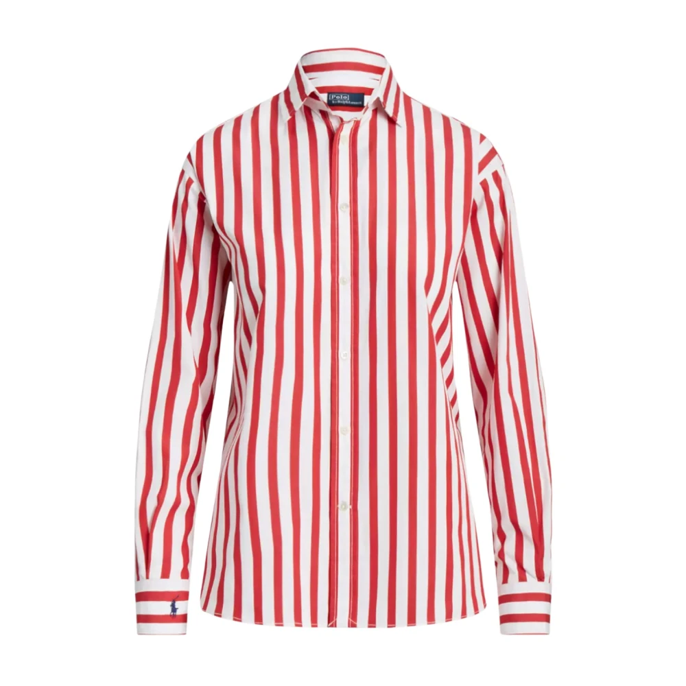 Ralph Lauren Katoenen shirt met strepen en logo Red Dames