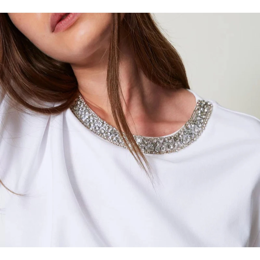 Twinset Boxy Geborduurd Handgemaakt T-shirt White Dames