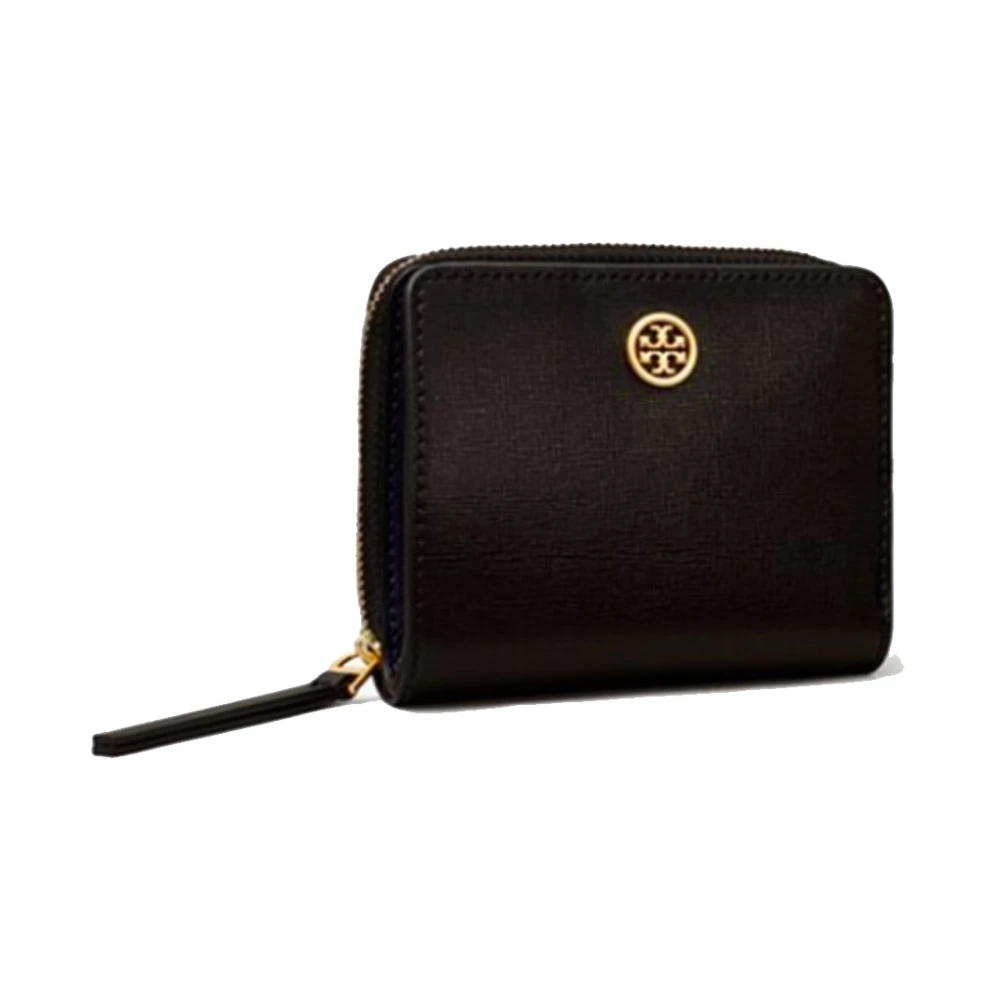 TORY BURCH Zwarte leren portemonnee met meerdere vakken Black Dames