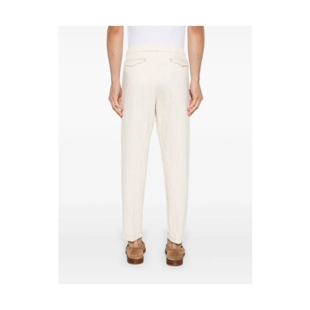 Cruna Beige Denim Elastische Trekkoordbroek Beige Heren