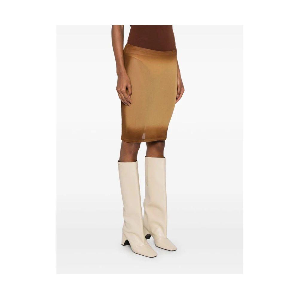 The Attico Karamelbruine Elastische Taille Rok Brown Dames